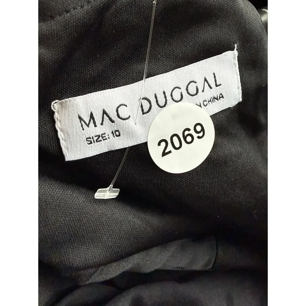 NEW Mag Duggal Sequin Floral Appliqué 3D FlowersBlack Midi Dress Size 10 - Picture 15 of 15